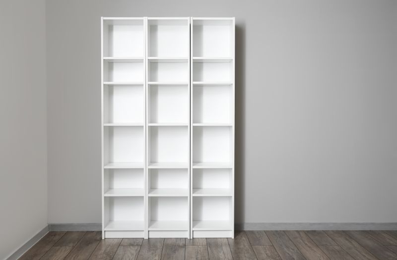 white open shelves